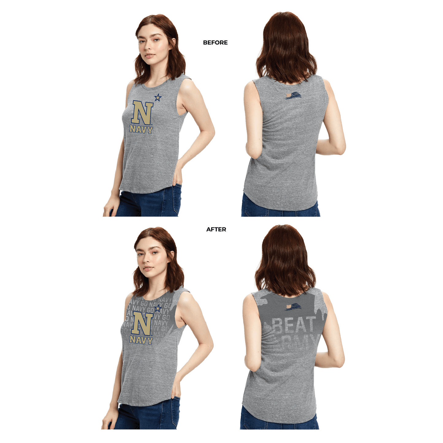 Women's Go Navy - Beat Army Sweat Tank