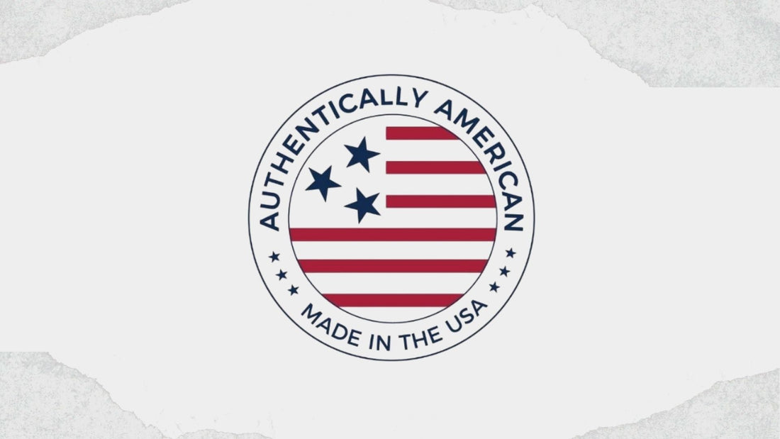 Authentically American logo on a textured background
