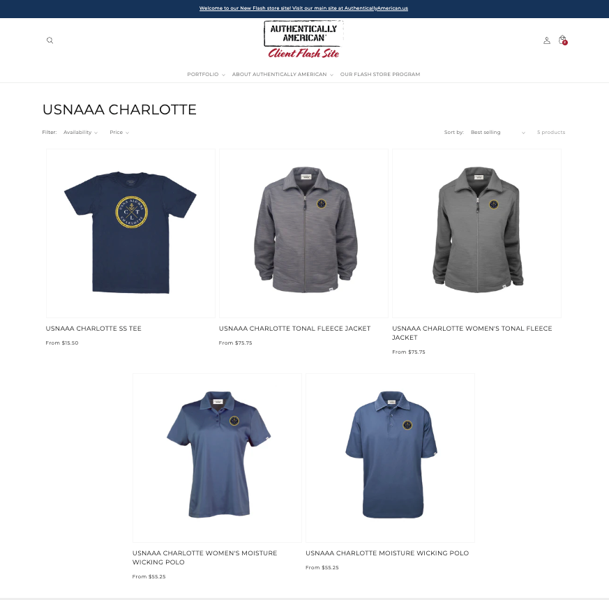 USNAAA Flash store example